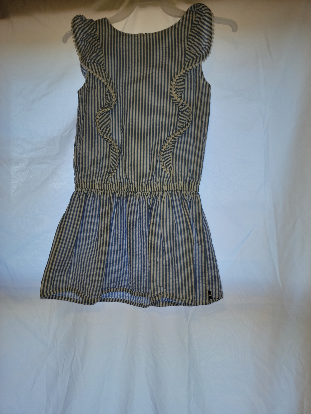 Nautica Sleeveless Ruffled Striped Dress - Blue & White Girls Size 5